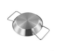 Paellera de acero inoxidable con asas ergonómicas dobles, cacerola de fondo plano para uso en estufas, tamaños de 18 a 32 cm, exterior pulido con espejo, resistente al óxido (18 cm)