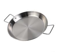 Paellera de acero inoxidable con asas ergonómicas dobles, cacerola de fondo plano para uso en estufas, tamaños de 18 a 32 cm, exterior pulido con espejo, resistente al óxido (30 cm)