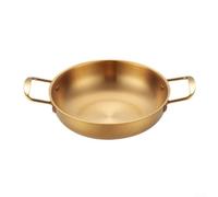 Paellera de acero inoxidable con doble mango, olla de cocina de fondo plano para estufa y horno, para paella, guisos y sopas, utensilios de cocina (dorado, 24 cm)