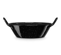 briebe Paellera Esmaltada Honda Inducción 16 cm, Acero Esmaltado, Cazuela 0,6 L, Apta para Vitrocerámica, Fuego, Gas, Horno, Levante Negro Jaspeado