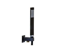 Paffoni Ringo West - Juego de cabezal de ducha QUADRO, soporte y manguera, negro mate ZDUP095NO