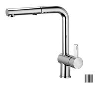 Paffoni Rock - Grifo de fregadero con ducha extraíble, acero inoxidable RO285ST