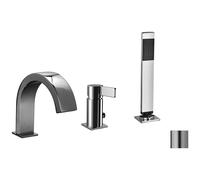Paffoni Rock - Grifo para borde de bañera, 3 orificios, acero inoxidable RO040ST