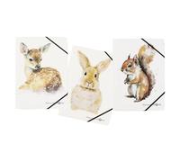 PAGNA Multipack 21700-25 - Carpeta con gomas elásticas (A4, 3 solapas), diseño de conejo, ciervo, ardilla