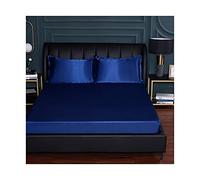 PAHION Sabanas Bajeras Ajustables satén 150x200-180x200-200x220cm Seda de Hielo Tejido Suave de Seda Helada Verano Sábana Bajera para colchón King (Color : Blue C, Size : 150x200+25 cm)