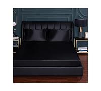 PAHION Sabanas Bajeras Ajustables satén 150x200-180x200-200x220cm Seda de Hielo Tejido Suave de Seda Helada Verano Sábana Bajera para colchón King (Color : Black, Size : 150x200+25 cm)