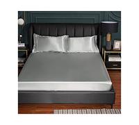 PAHION Sabanas Bajeras Ajustables satén 150x200-180x200-200x220cm Seda de Hielo Tejido Suave de Seda Helada Verano Sábana Bajera para colchón King (Color : Silver Gray, Size : 150x200+25 cm)