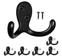 PAIDASHU Paquete de 6 ganchos de pared para colgar, gancho de metal de doble punta resistente para sala de estar, baño, cocina, dormitorio para abrigo, bolsa, bufanda, toalla, sombrero, llave, taza