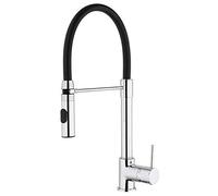 Paini - Grifo mezclador monomando para cocina, fregadero, cromado, palanca lateral orientable, con casquillo de ducha automático, diseño moderno, fabricado íntegramente y fabricado en Italia