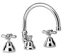 Paini - Liberty 214 - Grifo de batería para lavabo con 3 orificios con boca orientable y asas en cruz, baño, cromado, diseño Liberty, íntegramente fabricado y fabricado en Italia.