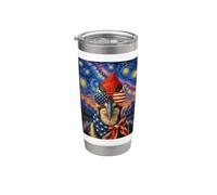 Pájaro carpintero con gafas de bandera de Estados Unidos arte americano Vaso térmico de acero inoxidable de doble pared