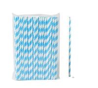 Pajitas de papel for beber, 100 Uds., papel desechable, paja de color, paja kraft degradable, suministros de decoración for fiesta de boda(Blue)