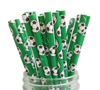 Pajitas de papel for beber 400 Uds. Pajitas de fútbol, pajita desechable, pajita de papel for beber, suministros for fiesta de cumpleaños de fútbol, favores de fiesta de fútbol for niño(Green)