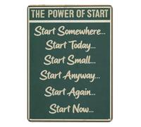 PAJPXPCD Farmhouse Metal Tin Sign The Power Of Start Encouraging Quote Wall Decor Vintage Inspirational Plaque for Home Study Bedroom Office 8 X 12 inch
