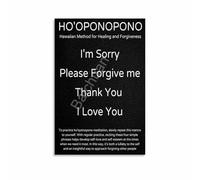 PAJPXPCD Hooponopono Definition Print Hawaiian Practice Spiritual Wall-Art for Counseling Office Living Room and Space(Framed,16x24inch(40x60cm))