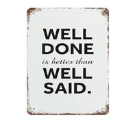 PAJPXPCD Productivity Metal Sign Well Done Better Than Said Vintage Tin for Office Desk Home Workspace Wall Decor 8 X 12 inch
