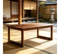 PAKMEZ Mesa de Suelo Japonesa de Madera, Mesas Bajas de Té Japonesas | Fácil de Instalar, para Té, Lectura, Juegos, Caligrafía(Brown,120*56*42cm/47.2*22*16.5in)