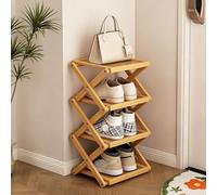 PAKMEZ Zapatero Plegable Sin Montaje, Capacidad para 2-8 Pares de Zapatos, Organizador de Zapatos Estrecho de Bambú, para Pasillo Dormitorio Salón(Yellow,67cm/26.4in)
