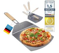 Pala profesional para pizza XXL, Pala de aluminio modelo premium que ahorra espacio, con mango de madera, Pala cuadrada para pan accesorio imprescindible para pizzeros