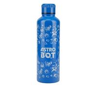 Paladone Astro Bot Botella de agua de metal, botella de acero inoxidable de 500 ml con tapa de rosca, termo de viaje reutilizable para jugadores, escuela, trabajo y regalos