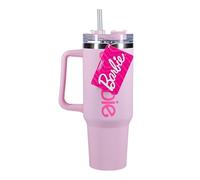 Paladone Botella H2O Barbie – Acero inoxidable aislada al vacío con logotipo rosa, tapa y popote