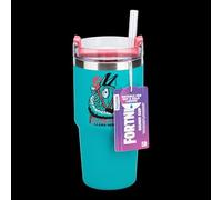 Paladone Vaso térmico Fortnite 600 ml azul con pajita - Oficial con licencia