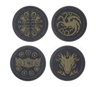 Paladone House of The Dragon - Juego de 4 posavasos de metal, parte trasera de corcho antideslizante, producto de Juego de Tronos