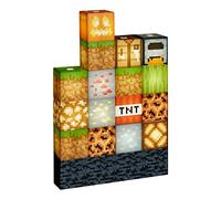Paladone Minecraft Lámpara debloques de construcción- 16 bloques de luz reorganizables y base de roca, contruye tu propio nivel