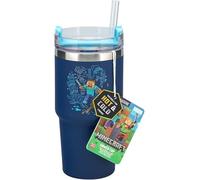 Paladone – Taza térmica Minecraft – 600 ml, con pajita, licencia oficial, azul