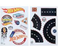 Paladone Pegatinas Personalizadas Hot Wheels para habitación Infantil - Producto Oficial, decoración para Sala de Juegos, Incluye Carreteras, Autos, Banderas de Carreras, Letras y señales