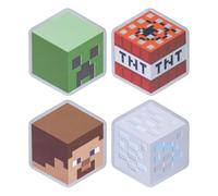 Paladone Posavasos de Metal con Base de Corcho Minecraft - Set de 4, Regalo y Decoración para Gamers