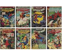 Paladone Spiderman - Juego de posavasos con licencia oficial de cómics, 8 unidades, decoración y regalo para fanáticos de la serie de cómics, nostálgico superhéroe de Marvel