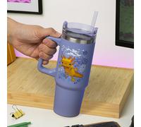 Paladone - Vaso térmico y pajita de color morado de Axolotl de Minecraft de 900 ml, vaso de viaje con licencia oficial y asa para té helado o café, merchandising de gaming