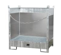 Palet de almacenamiento y transporte con cubeta colectora eurokraft pro, con paredes posteriores y laterales cerradas, apilables