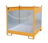 Palet de almacenamiento y transporte con cubeta colectora eurokraft pro, con paredes posteriores y laterales cerradas, apilables