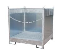 Palet de almacenamiento y transporte con cubeta colectora eurokraft pro, con paredes posteriores y laterales cerradas, apilables