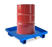 Paletas industriales de contención de derrames, plataforma modular móvil con rueda, bandeja de contención firme de metal con salida de drenaje y bolsillos para montacargas