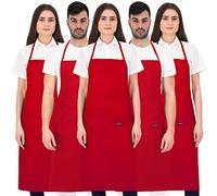 PALLTEX BORAGO Delantal Cocina Hombre Delantal Cocina Mujer Delantales de Cocina, Manualidades, Pintura, Hornear, EN ISO 13688, Rojo - 5 pcs