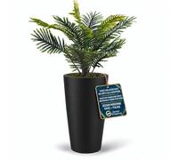 Palma Artificial de 100 cm con Maceta Nicoli Alto cilíndrico Style 36 x 70 cm de Altura Interior y Exterior, Base extraíble (36 x 70 cm de Altura con Palma de 100 cm, Antracita)