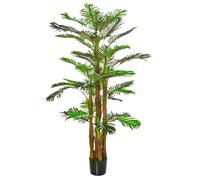 Palmera artificial Outsunny de 1,85 m de altura, tronco de árbol artificial, ramas, líquenes, hojas, gran realismo, maceta incluida