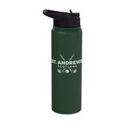 Palos cruzados y pelota de golf St. Andrews Scotland con estampado gris Stainless Steel Insulated Water Bottle