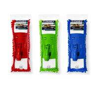 Pamex - Mopa Plana Microfibra 45 cm - Pack 3 Unidades Rojo, Verde y Azul - Base + Recambio - Soporte Articulado para Limpieza de Suelos