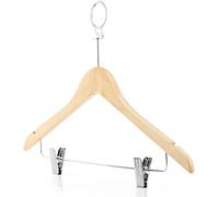 PAMEX - Percha Madera Hotel Antirrobo con Pinzas y Aros 45 cm (25)