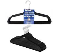 Pamex Perchas Terciopelo Antideslizantes Percha Ropa Suaves y Delgadas Resisten Pantalón Camisa Falda Traje Ahorra Espacio Gancho Giratorio 360º Set 12 Unidades Color Negro
