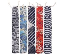 PAMINGONO Bolsa Cordón para 5 Piezas de Cubiertos y Palillos, Funda de Poliéster Algodón, Fácil de Limpiar y Organizar Utensilios para Viajes y Diversas Ocasiones