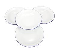 PAMINGONO Plato Esmaltado Blanco 4 Piezas, Vajilla Vintage para Servir