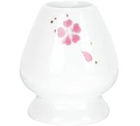 PAMINGONO Soporte para Batidor de Té Matcha Cerámico Japonés Accesorio Tradicional para Ceremonia de Té Diseño Creativo y Resistente para Proteger Batidor de Color Rosa Floral