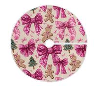 Pan De Jengibre Lazo Rosa Falda del Árbol S | Falda Árbol De Navidad Cubre Pie Arbol Navidad Para Interiores Casa Decoración