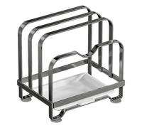 Pan Lid Holder - 3 Tier Stainless Steel Stand, Pot Lid Organizer Rack, Countertop Storage Display, Drip Tray Kitchen Accessory | Space Saving Solution For Cutting Board Baking Sheet Utensil Storage