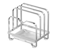 Pan Lid Holder - 3 Tier Stainless Steel Stand, Pot Lid Organizer Rack, Countertop Storage Display, Drip Tray Kitchen Accessory | Space Saving Solution For Cutting Board Baking Sheet Utensil Storage
